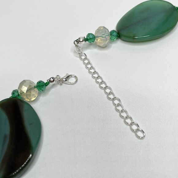 Artisan Handcrafted Blue Green Agate Gemstone Chunky Bold Necklace Beaded - Picture 7 of 9